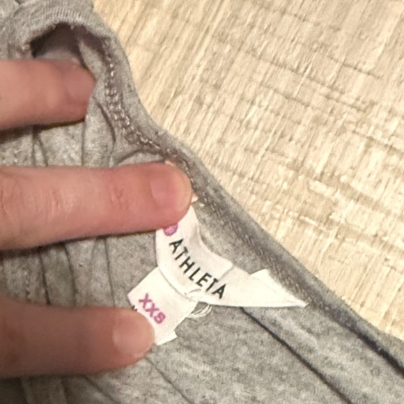 Athleta Gray and White Striped Short Sleeve Tee - Picture 2 of 2